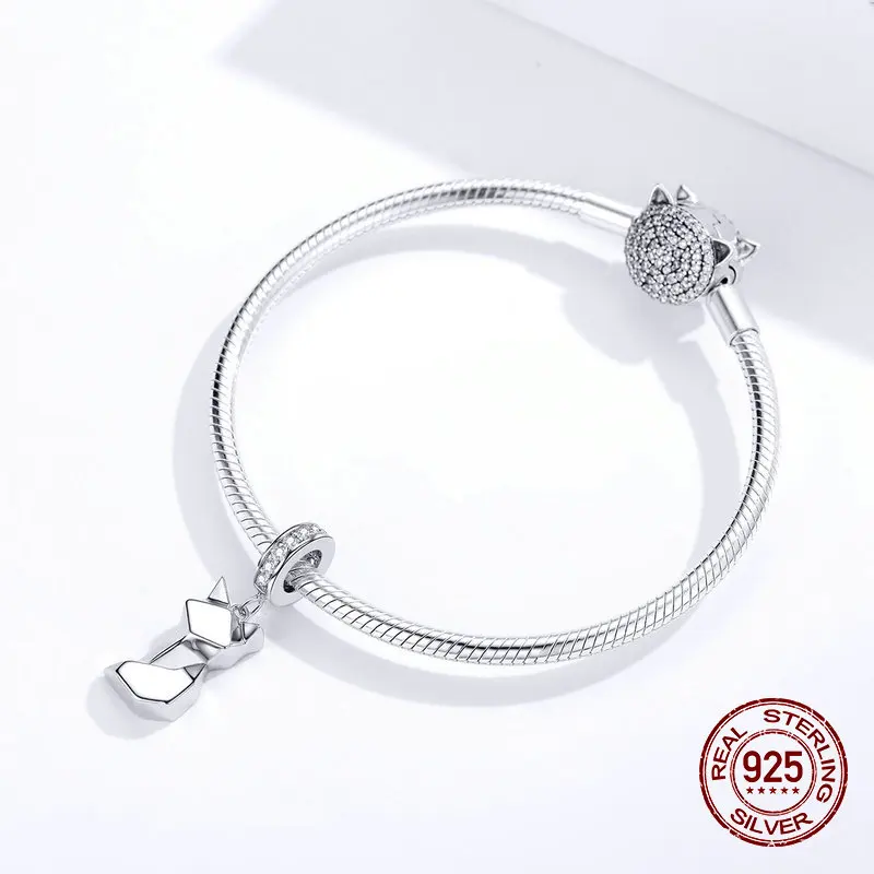 Подлинная маленькая лиса ожерелье подвеска fit Pandora Шарм браслет стерлингового серебра 925 талисманы женские серебряные ювелирные изделия изготовление