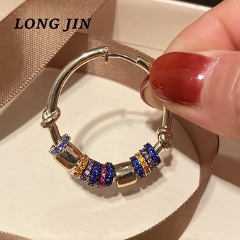 

Single romantic colorful multi-ring earrings women's golden geometric color multi-circle rainbow drape best holiday gift jewelry