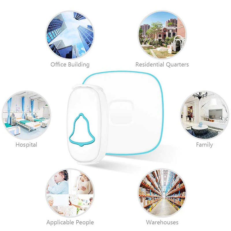 Doorbell,Wireless Doorbell Waterproof Chime Kit,Door Bell Kits At 1000 Feet Range& 38 Chimes& 4 Level Volume,Led Indicator,W