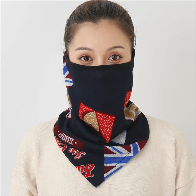 2021 Winter Face Mask Scarf Women Ring Neck Scarves Foulard Cotton Feeling Warm Fashion Print Men Outdoor Sport Unisex Bandana MST-11