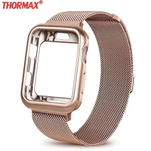 Миланская петля+ чехол для Apple Watch 5 40 мм 44 мм 38 мм 42 мм сетчатый Браслет из нержавеющей стали ремешок для часов iwatch серии 5/4/3