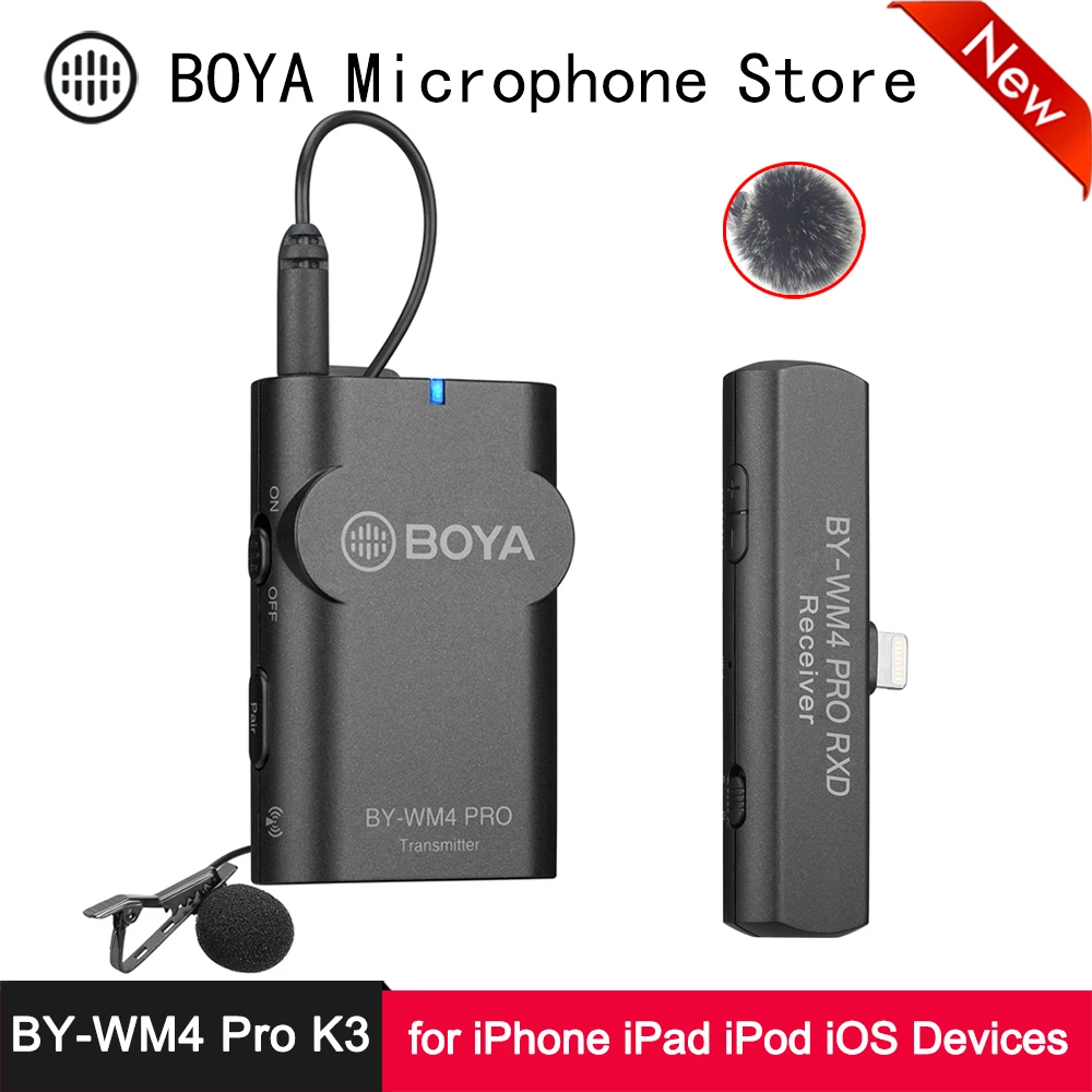 BOYA BY-WM4 Pro K3 беспроводной петличный микрофон для iPhone 11 Xs Max XR 8 7 Plus iPad Air mini iPod Lightning IOS