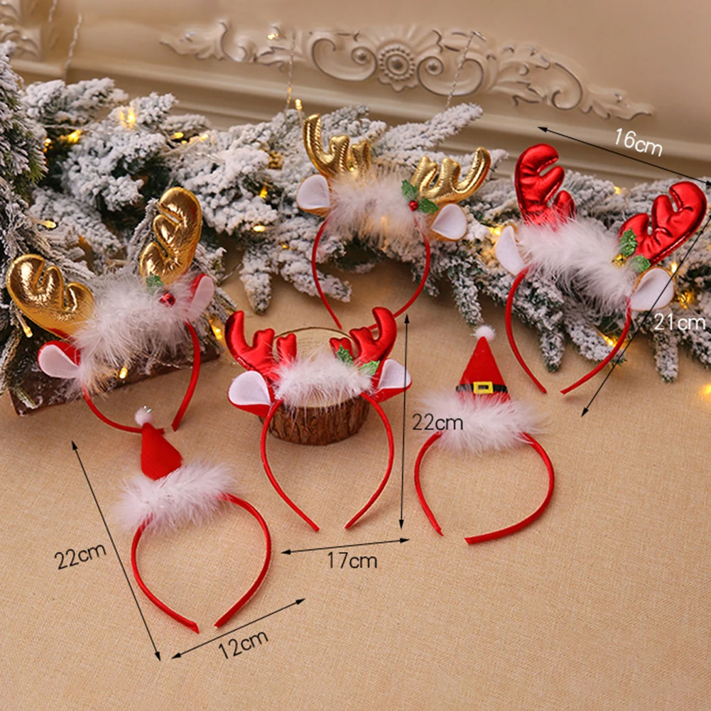 Милая детская Рождественская шляпа оленьи рога перо обруч для волос повязка на голову вечерние Головные уборы Подарок рождественские украшения