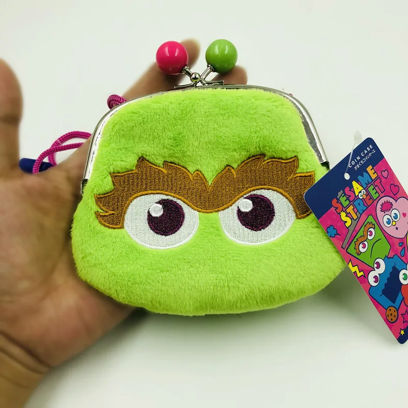 1PC Lovely Cartoon Embroidery Animal Plush Coin Purses Unisex Wallet Shoulder Bags Plush Bag - Цвет: green