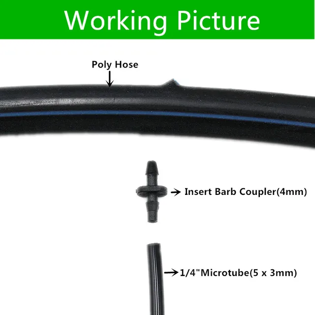 1/8 Hüvelykes Kettős Szöges Csatlakozó 3 Mm/5 Mm -Es Mikrocsövekhez Kanyar Csepegtető Öntözőkészlet Öntözőkészülékek - Image 5