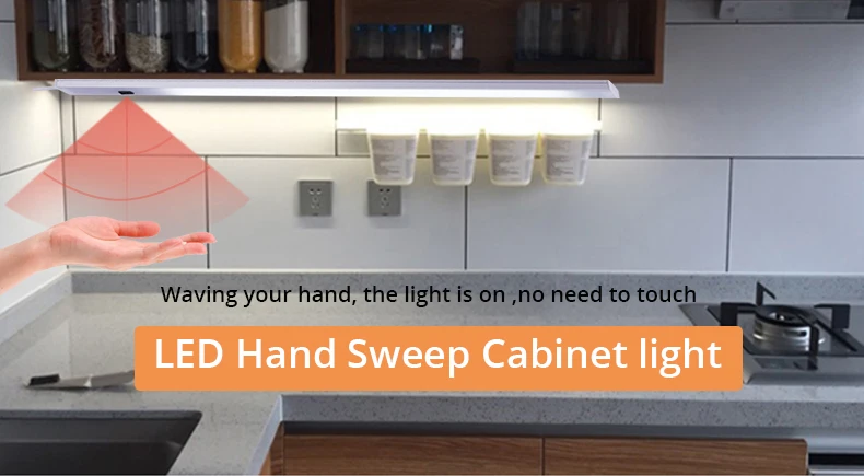 12V Кухня алюминиевый осветительный профиль ручной Сенсор светодиодный шкаф светильник 3 цвета трубчатая лампа для шкаф для одежды шкаф для вина