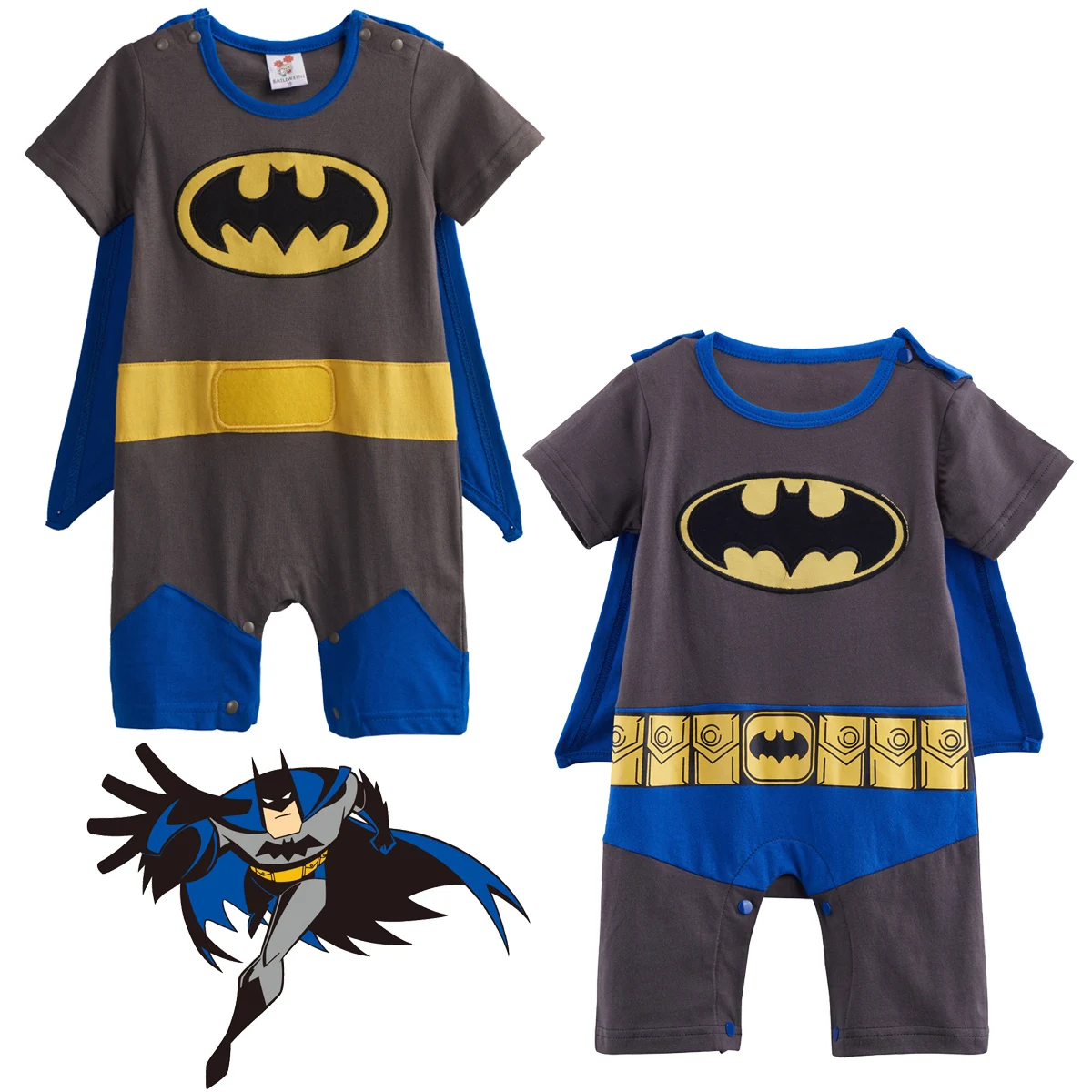 

Baby Boys Batman Rompers Infant Party Playsuit Toddler Superhero Cosplay Jumpsuit Costume Bebe Short Clothes with Cloak