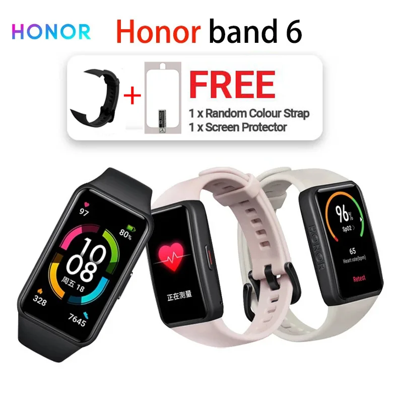 Huawei Honor Band 6 Smart Wristband Full Screen 1.47&quot AMOLED Color Touchscreen SpO2 Swim Heart Rate Sleep Stress for xiaomi |