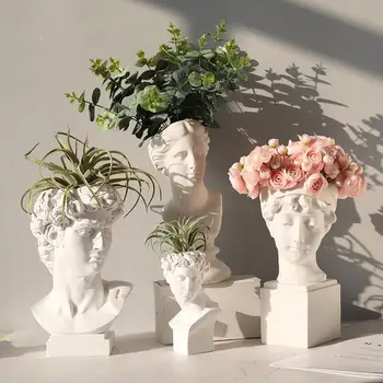 

MODERN NORDIC CREATIVE PORTRAIT VASE HUMAN HEAD DECOR ORNAMENT RESIN DAVID VENUS VASE HOME DECORATION CERAMIC VASE WEDDING DECOR