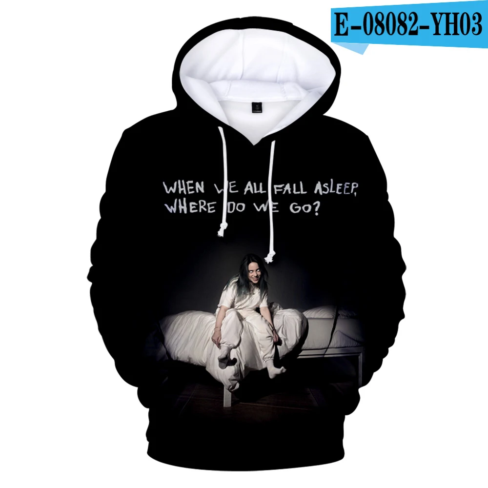 3D New Print American singer Billie Eilish 3D Hoodies Women Men Sweatshirt Harajuku children pullovers 3D Billie Eilish Girls Hoody - Цвет: 3D