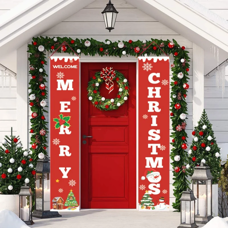 

Welcome Merry Christmas Banner Christmas Hanging Sign For Indoor Outdoor Door Display Decorations Christmas Decor Home Navidad
