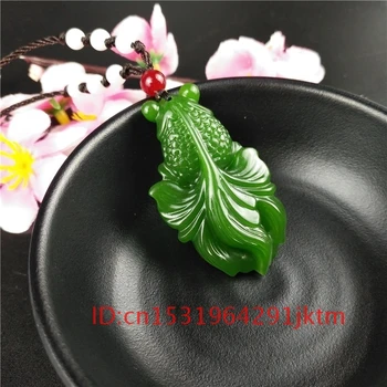 

Carved Hand Jadeite for Jade Pendant Men Jewelry Green Chinese Fashion Natural Goldfish Charm Women Amulet Necklace Gifts