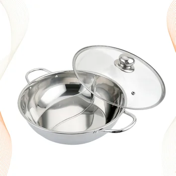 

Multifunctional Induction Cooker Pot Stainless Steel Dual Hot Pot Cookware Cooking Pots with Lid (28cm)