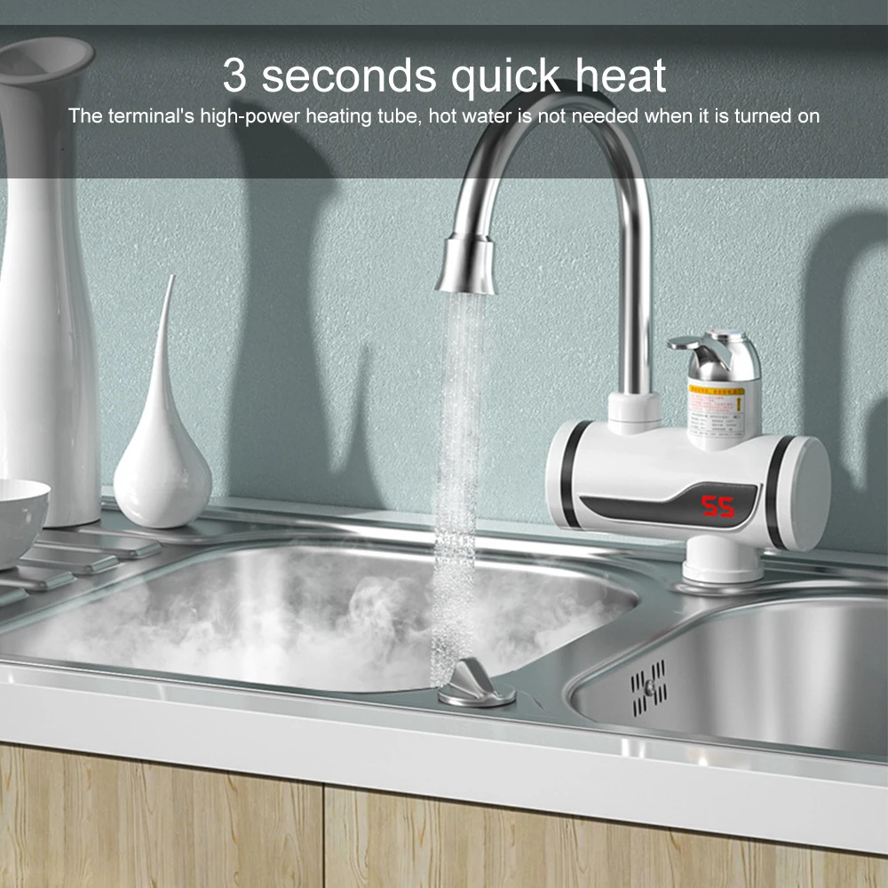 LCD Temperature Display Water Heater Tap Bathroom Kitchen 3000W Instant  Heating 360° Can Rotate Faucet Fast Heat - AliExpress