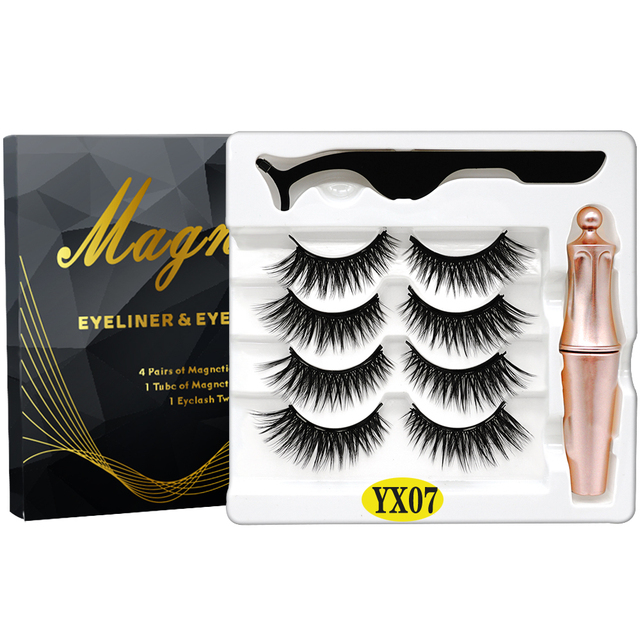 8PCS 2022 New 5 Magnet Magnetic Eyeliner 3D Kit Mink Eyelashes Natural with False Lashes with Tweezers