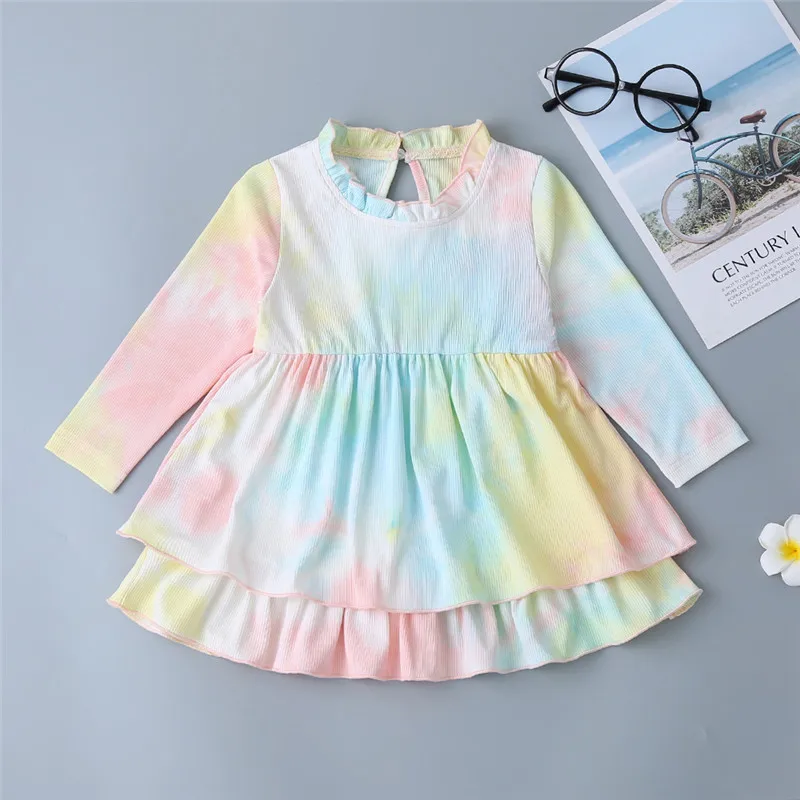 

Baby Girl Clothes Autumn Winter Girls Dress Newborn Clothes Cotton Tie-dye A-Line Cake Dress Vestidos Nina Robe Bebe Fille