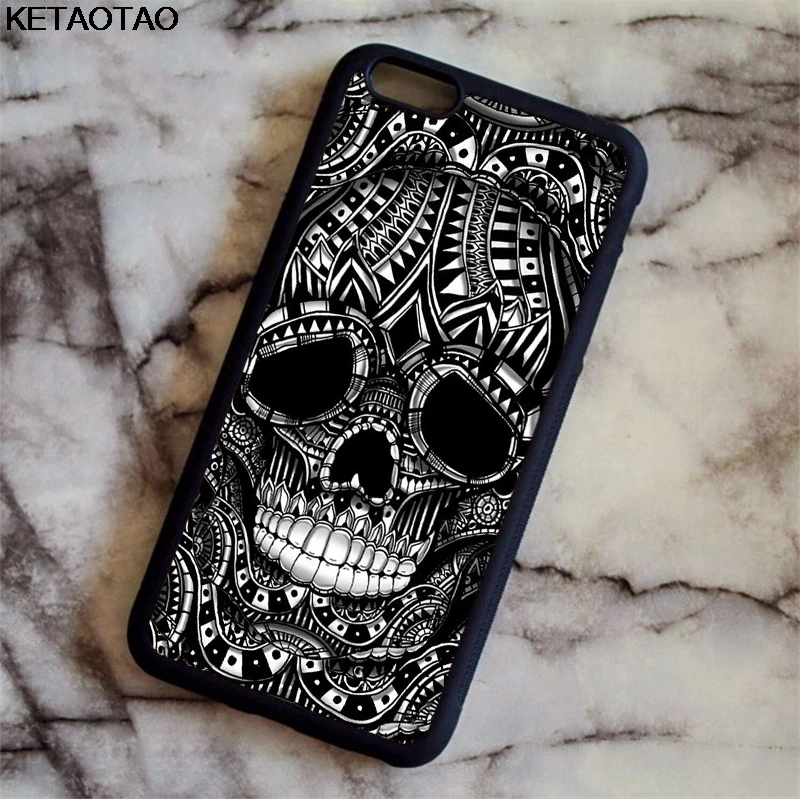 Чехол для телефона KETAOTAO Skull Grim Reaper Poker card, чехол s для iPhone 4S 5 6 5C 5S 6S 7 8 X Plus XR XS Max, мягкий чехол из ТПУ и резины и силикона - Цвет: Серебристый