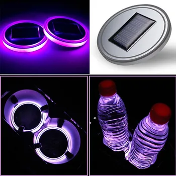 

Solar Car Light LED Cup Holder Slip Mat Light Interior Atmosphere Light Beautiful and stylish подстаканник в авто