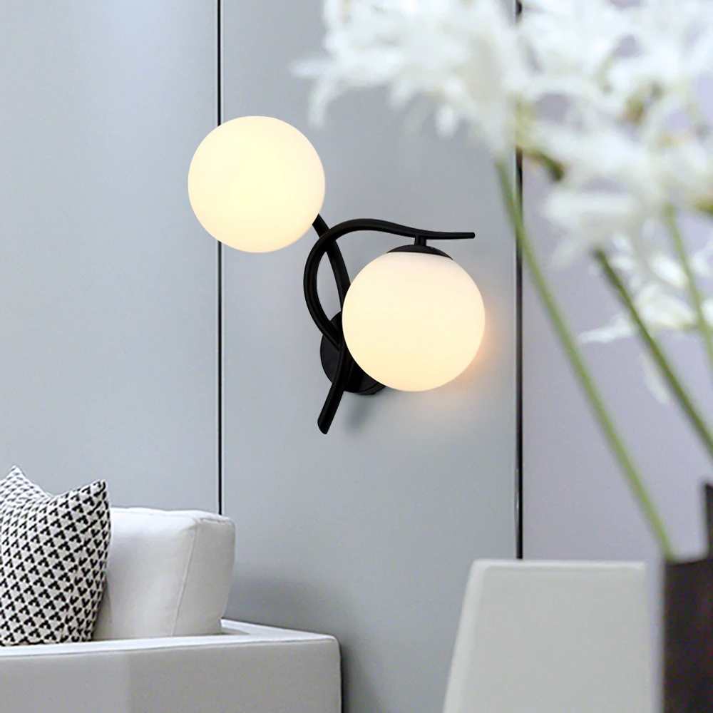 Современный скандинавский настенный светильник со стеклянным шаром светодиодный светильник для дома освещение в помещении спальня гостиная спальня прикроватный светильник