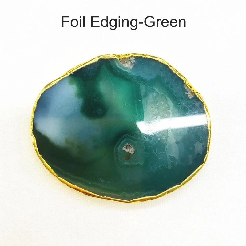 10Pcs Gold Foil Edging Real Agate Stone Cell Phone Holder Stand Bracket with Irregular Shape Stone