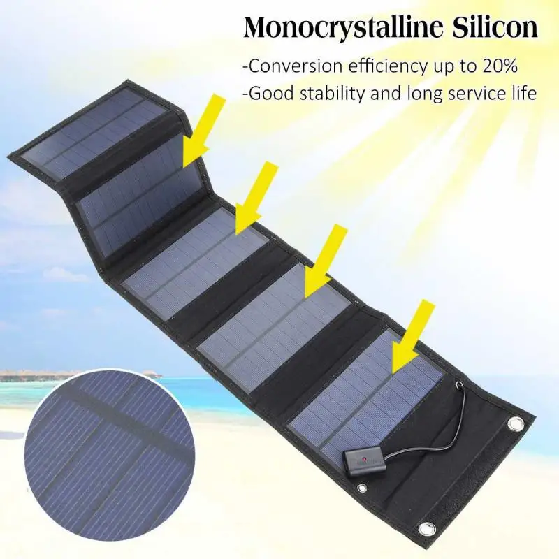 Carregador de Energia Portátil para o Telefone Acampamento ao ar Livre de Carregamento de Emergência Solar de Carregamento Dobrável Painel Solar 5v Celular Energia 30w 18 acampamento ao ar livre de carregamento de