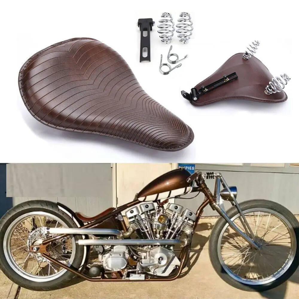 Коричневое пружинное сиденье для мотоцикла Solo Seat Для Harley Electra Glide Street Softail Honda Shadow