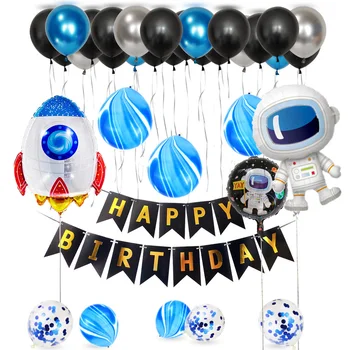

Outer Space Party Astronaut Rocket Ship Foil Balloons Kids Planet Solar System Themed Birthday Party Banner Decoration Supplies