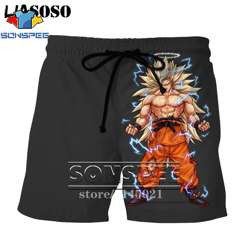 SONSPEE мужские шорты с 3d принтом японского аниме DBZ Dragon Ball Z Son Goku Kakarotto, пляжные повседневные шорты, пляжные шорты D01 - Цвет: Оранжевый