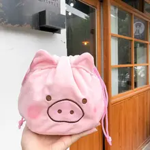 Kawaii Pig Drawstring сумки унисекс ткань милые дети взрослые кошельки для хранения мешок шнурок