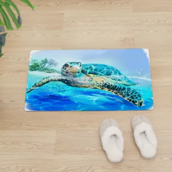 

Big Sea Turtle Leather Carpet PVC Floor Mat Non-slip Kitchen Mat Soft Easy To Scrub Entrance Doormat Modern Home Decoration
