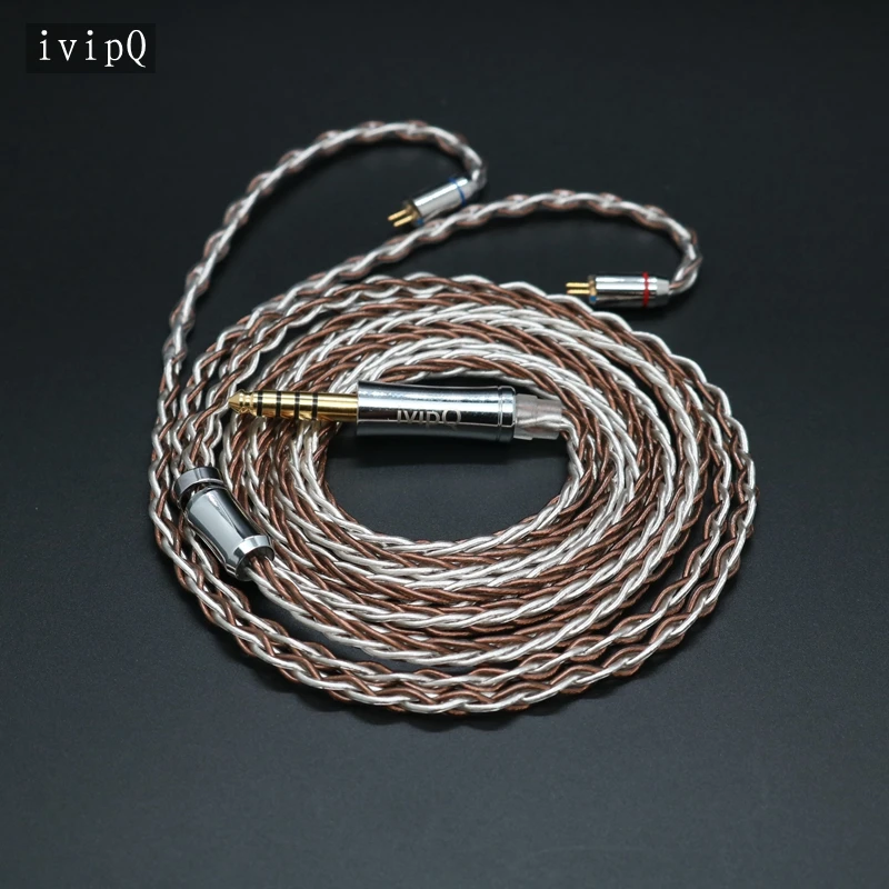 

ivipQ 8 Cores OCC Silver Plated and OCC Mixed Braid Earphone Upgrade Cable MMCX/2PIN 0.78 With 2.5/3.5/4.4mm for FH7/A3s/DT500
