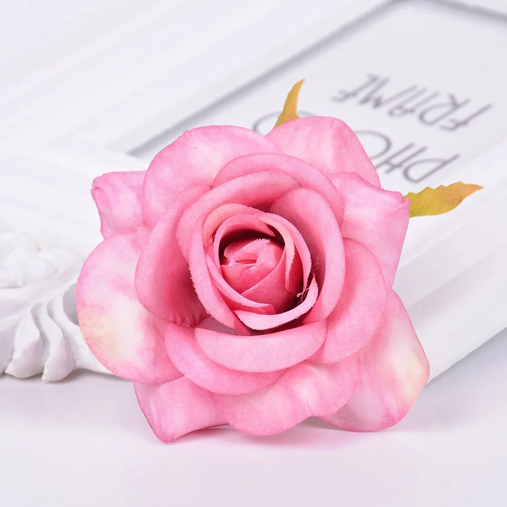 5pcs 7cm artificial flower silk rose head For wedding home decoration DIY wreath scrapbook handmade accessories Rosa flower