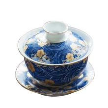 Gaiwan 150 мл керамическая чашка для чая расписанная вручную эмалированная чайная чашка блюдце набор крышек винтажная чайная супница фарфоровая чайная посуда контейнер посуда для напитков