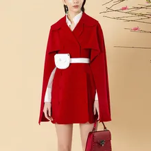 Накидка Блейзер Платье женское с длинным рукавом подиум дизайнер элегантное женское Красное Мини платье пиджак двубортный Vestidos женский
