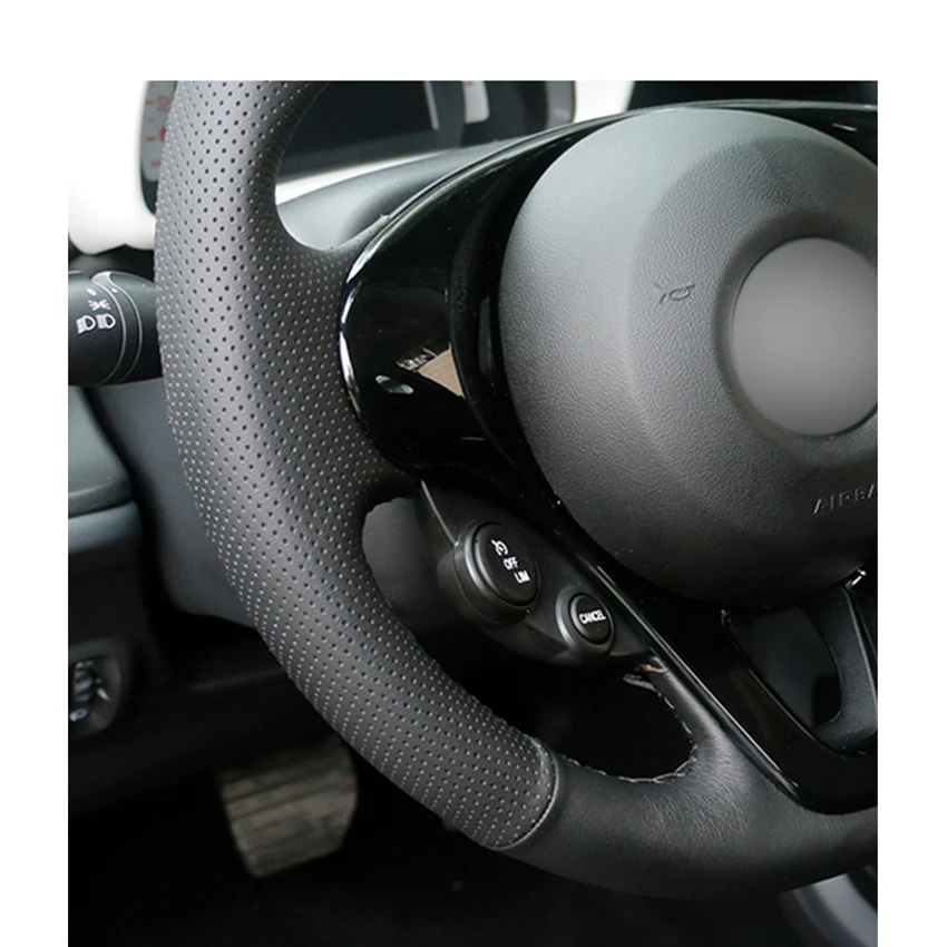 Черный PU искусственная кожа Чехол рулевого колеса автомобиля для Smart New Fortwo Forfour