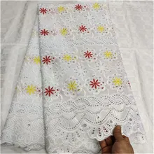 Ткань из Дубая Африканское сухое кружево ткань хлопок кружево ткань распродажа швейцарская вуаль кружева в швейцарском стиле высокого качества 5 ярдов/партия