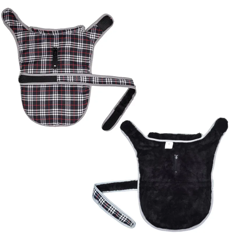 Black Plaid Теплая Светоотражающая куртка для собак зимние клетчатые Стили Пальто для животных жилет от ветра толстый флис холодная погода одежда для собак пород - Цвет: Black Plaid