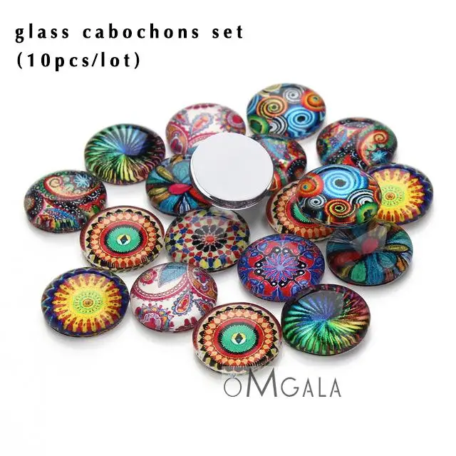 Art Colorful Oil Painting Flowers Pattern 10pcs 12mm/18mm/20mm/25mm Round photo glass cabochon demo flat back Making findings