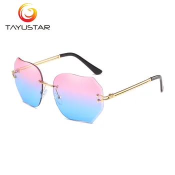 

MEESHOW brand 2020 sunglasses Popular Ocean Lens oversize fashion sunglasses retro colorful lens women rimless sun glasses