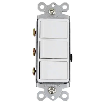 

5 Amp Triple Rocker Switch, Single-Pole 120V Ac Decorator Combination, Three Paddles for Lights, Fans, Heaters, Garbage Disposal