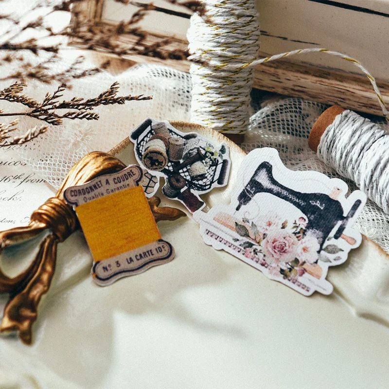 Retro European and American SEW Decorative Sticker DIY Scrapbooking Journal Album Diary Collage 32pcs