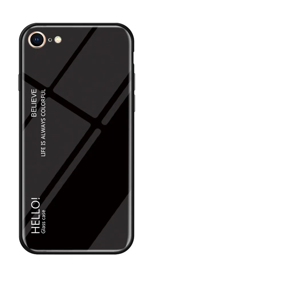 Градиентный чехол из закаленного стекла для iPhone 11 11 Pro 11 Pro Max X XS XR 7 8, чехол с логотипом, не царапающийся чехол для телефона iPhone 7 8 Plus - Цвет: For iPhone 7 8