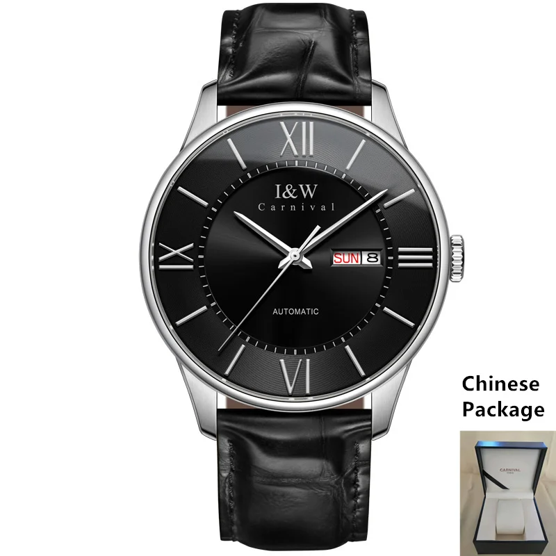 Silv black C8515C l Карнавальные мужские часы MIYOTA, автоматические, люксовый бренд, механические, мужские часы, сапфировые, водонепроницаемые, Sitizen, часы с ремешком из натуральной кожи - Цвет: Silv black C8515C l