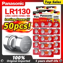 

50pcs/lot 100% Original Panasonic 1.5V AG10 AG10 389 LR54 SR54 SR1130W 189 LR1130 LR1130 Alkaline Button Coin Cell Battery