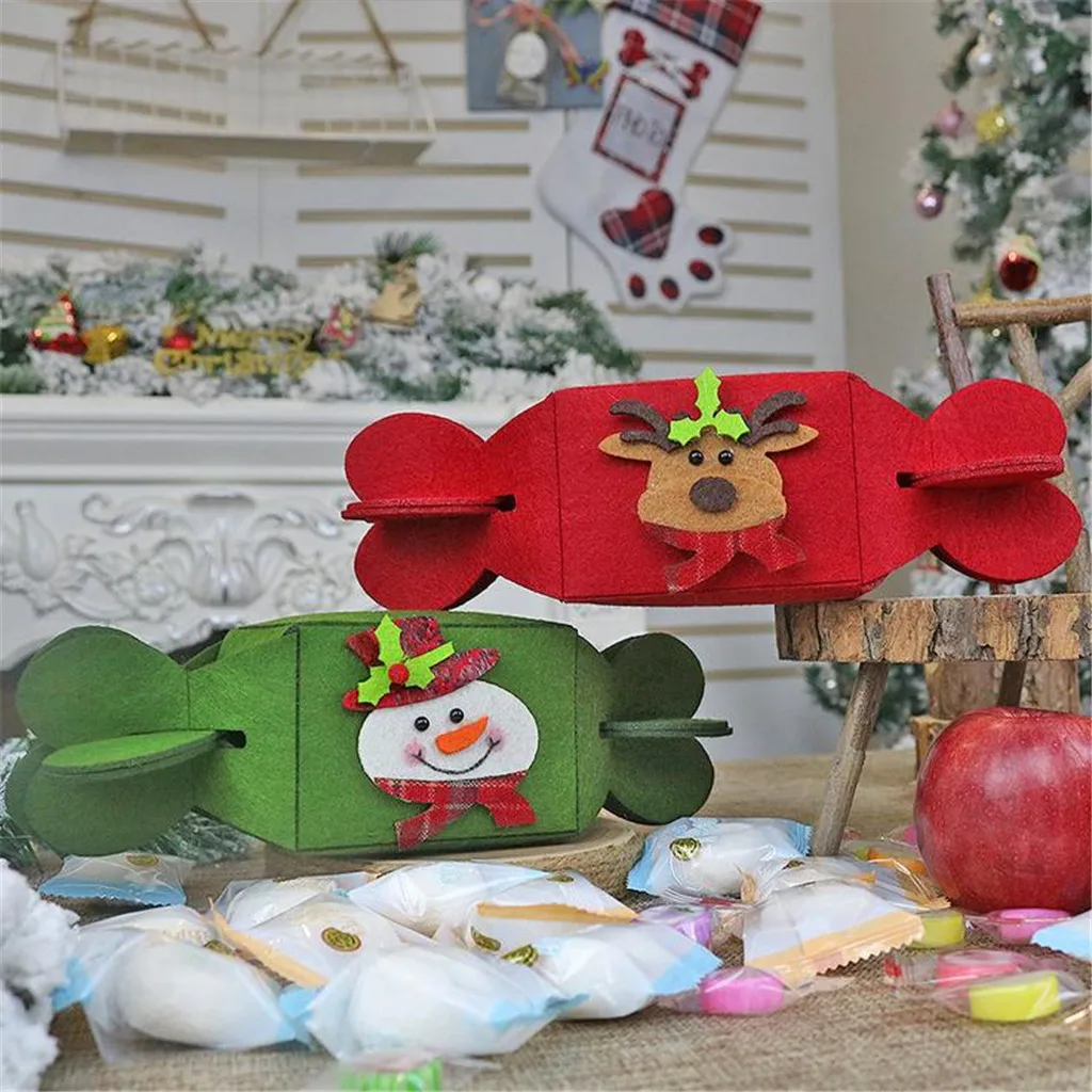 1pc Foldable Candy Gift Bag Non-woven Santa Claus Snowman Reindeer Christmas Decorations For Home Apple Gift Bag navidad F1017