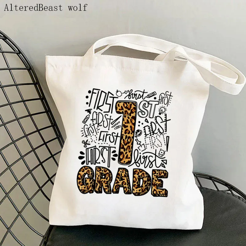 

Women Shopper bag Leopard Teacher Printed Kawaii Bag Harajuku Shopping Canvas Shopper Bag girl handbag Tote Shoulder Lady Bag