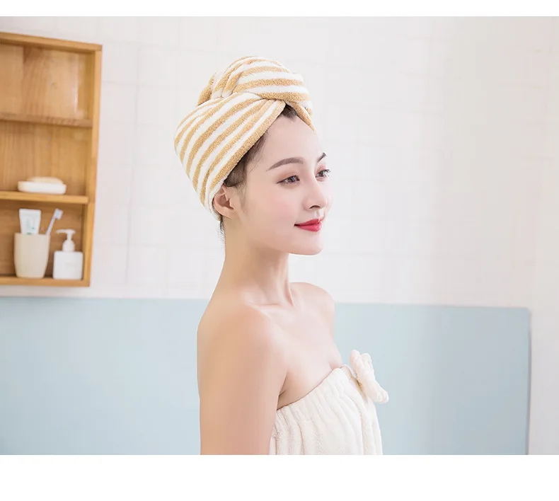 Yan qi/сухая шапка для волос, женские водопоглощающие быстросохнущие полотенца, сухие волосы, закрытый носок, толстая ультратонкая бархатная Хлопковая шапочка для душа