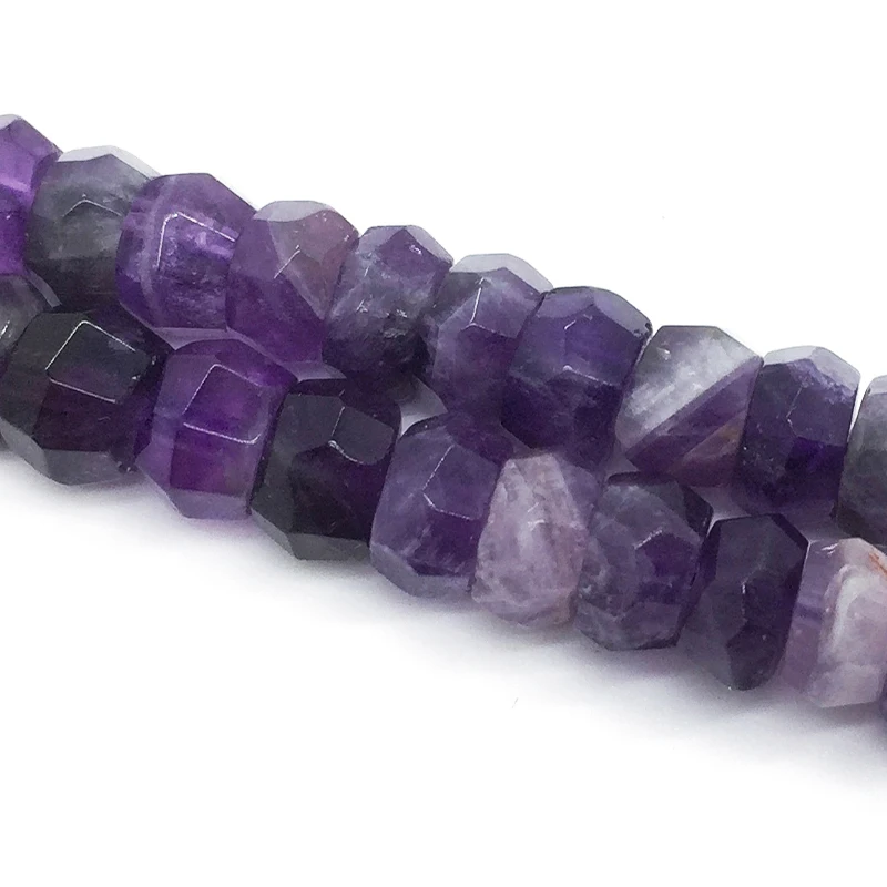Natural Faceted Amethyst Crystal Stone Beads Small Section Loose Spacer For Jewelry Making DIY Necklace Bracelet 15''4x6mm 5x8mm
