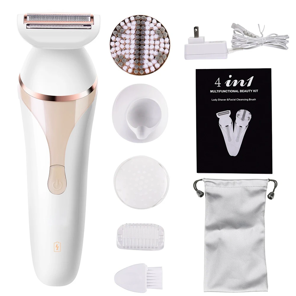 

4 in 1 Epilator Hair Removal Depilation Electric Razor Women Facial Cleansing Brush Ladies Trimmer Shaver For Bikini Body Legs