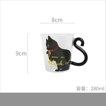 

Creative cat glass lovers milk coffee cup transparent cap spoon handle animal water cup glass cup 2
